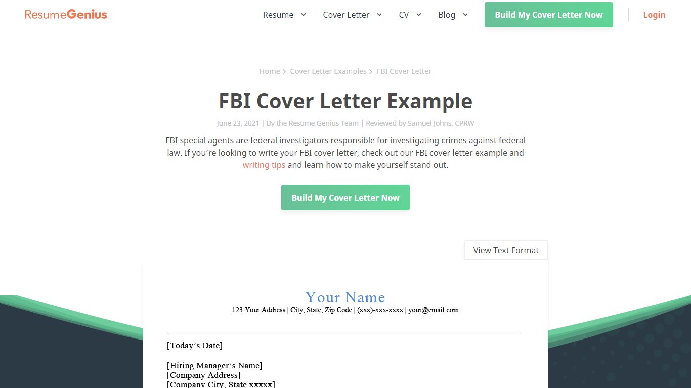 FBI Cover Letter Example & Writing Tips - Resume Genius